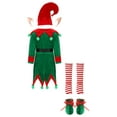 thumbnail image 2 of SiiRoh Kids Girls Christmas Elf Outfits 6-Piece Santa Claus Helper Suit for Xmas Party Dress Ups Green B 150, 2 of 7