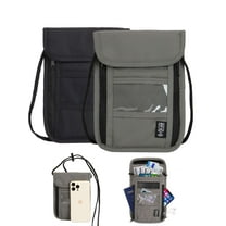 LAVA Travel Neck Wallet with RFID Blocking Passport Holder Card Wallet for Family Women Men Black