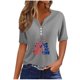 thumbnail image 2 of Fiudx Ofertas Flash Del Día Solo En Línea Blusa de Manga Corta Estampada a La Moda para Mujer, Blusas Informales con Cuello En V, 2 of 4