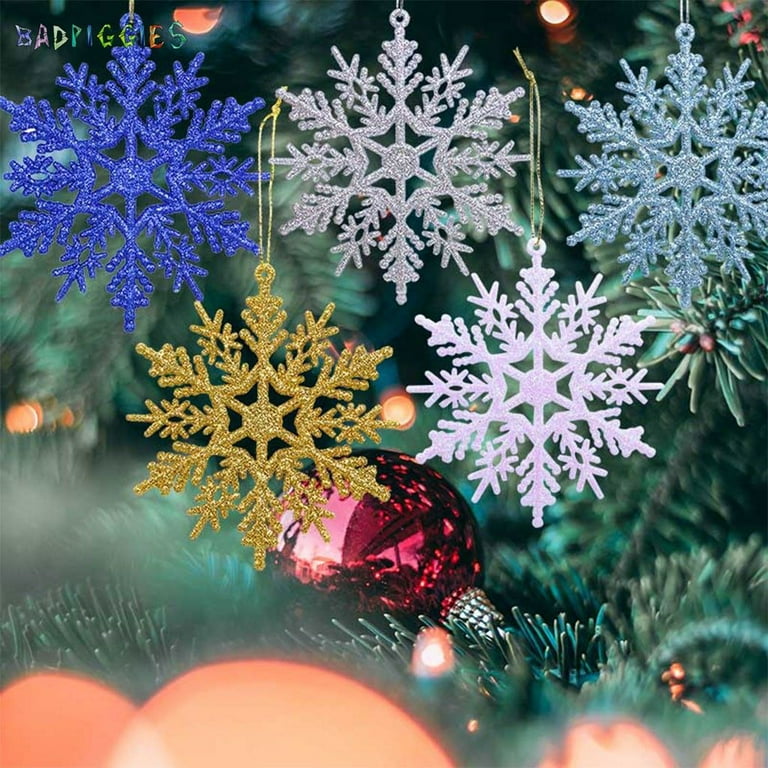 40 Pack Sparkling Christmas Snowflake Ornaments, Assorted Sizes Hanging  Xmas Snowflake Christmas Tree Ornaments Durable Winter Hanging Snowflake