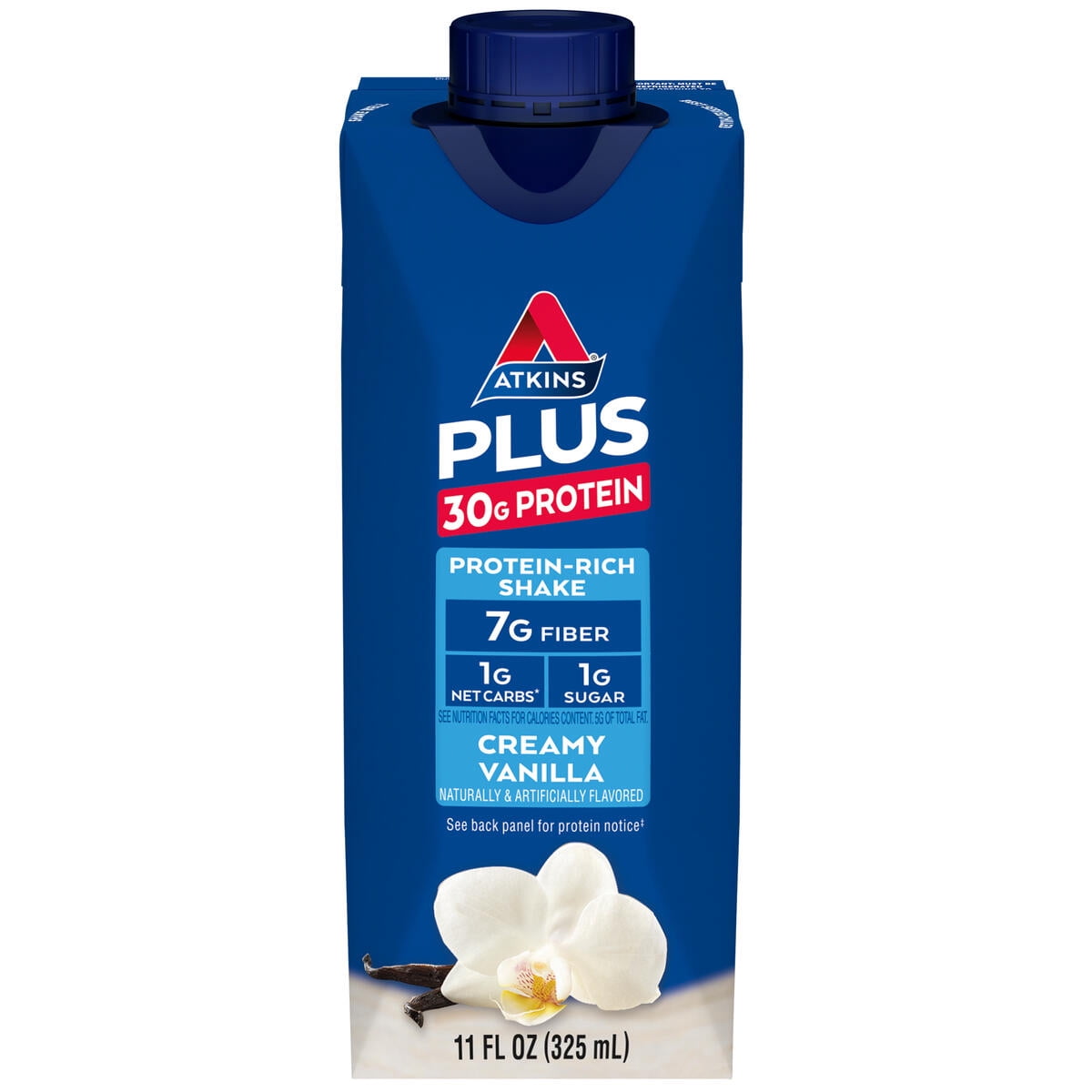 (3 pack) Atkins Creamy Vanilla PLUS Protein Shake, High Protein, Low Carb, Low Sugar, Keto Friendly, 4 Count