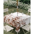 thumbnail image 3 of Square Outdoor Tablecloth with Umbrella Hole Brown Red Eucalyptus Leaves Outside Table Cloth Waterproof Patio Table Cover Watercolor Spring Summer Botanical Zipper Tablecloths for Picnic 60x60 Inch, 3 of 8