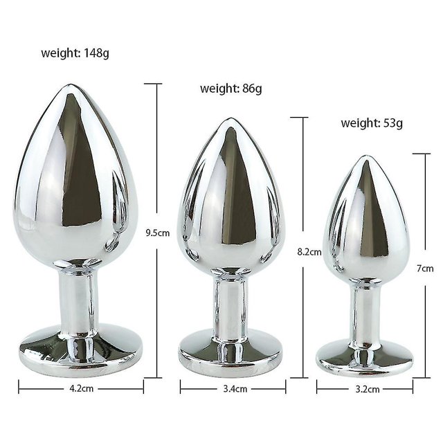 Butt Plug Set Anal Plug Butt Plugs Starter Kit Pequeño Mediano Grande Acero Inoxidable Metal Anal Plug-3pcs WD.WDQZL Hogar