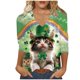 thumbnail image 3 of TaTaai Women St. Patrick's Day Print Loose V-Neck 3/4 Sleeve Top Casual Fashion T-Shirt Ladies Spring Daily Holiday Wear Lightweight Breathable Non-See-Through No Fading Stylish Top Gift, 3 of 5