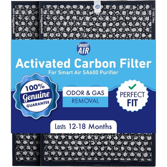 Smart Air SA600 Activated Carbon Filter Replacement 2 pack for Odor & VOCs