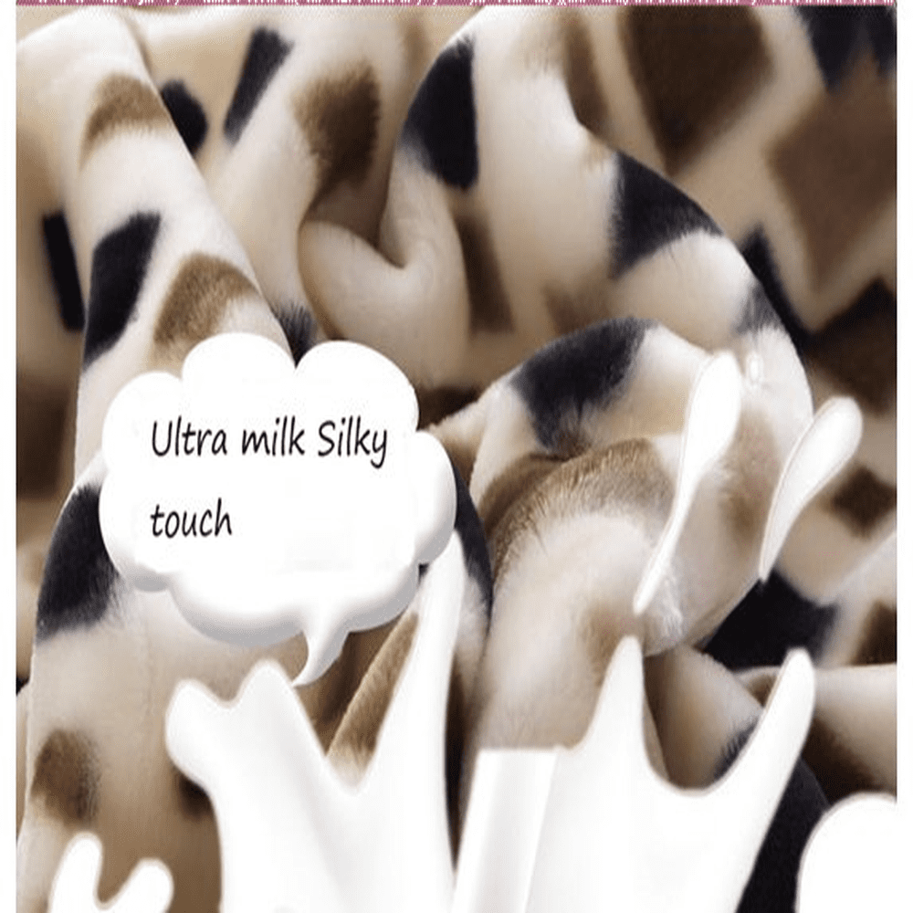 DBOZE Luxury Warm Plush Korean Mink Raschel Blanket, 2 Ply Reversible Silky Soft Winter King Size Blanket, Cream/Navy