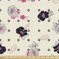 thumbnail image 1 of Floral Fabric by the Yard, Pastel Blooming Hibiscus Flowers Retro Geometric Folk Daisy Minimalism, Decorative Upholstery Fabric for Sofas and Home Accents, Ivory and Multicolor by Ambesonne, 1 of 5