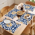 thumbnail image 5 of Blue Morocco Placemats Set of 12 Boho Geometric Antique Oriental Pattern Place Mats Indoor Wipeable Table Mats Washable Cloth Dining Table Placemats for Kitchen Holiday Party Home Decor 13x19 Inch, 5 of 9