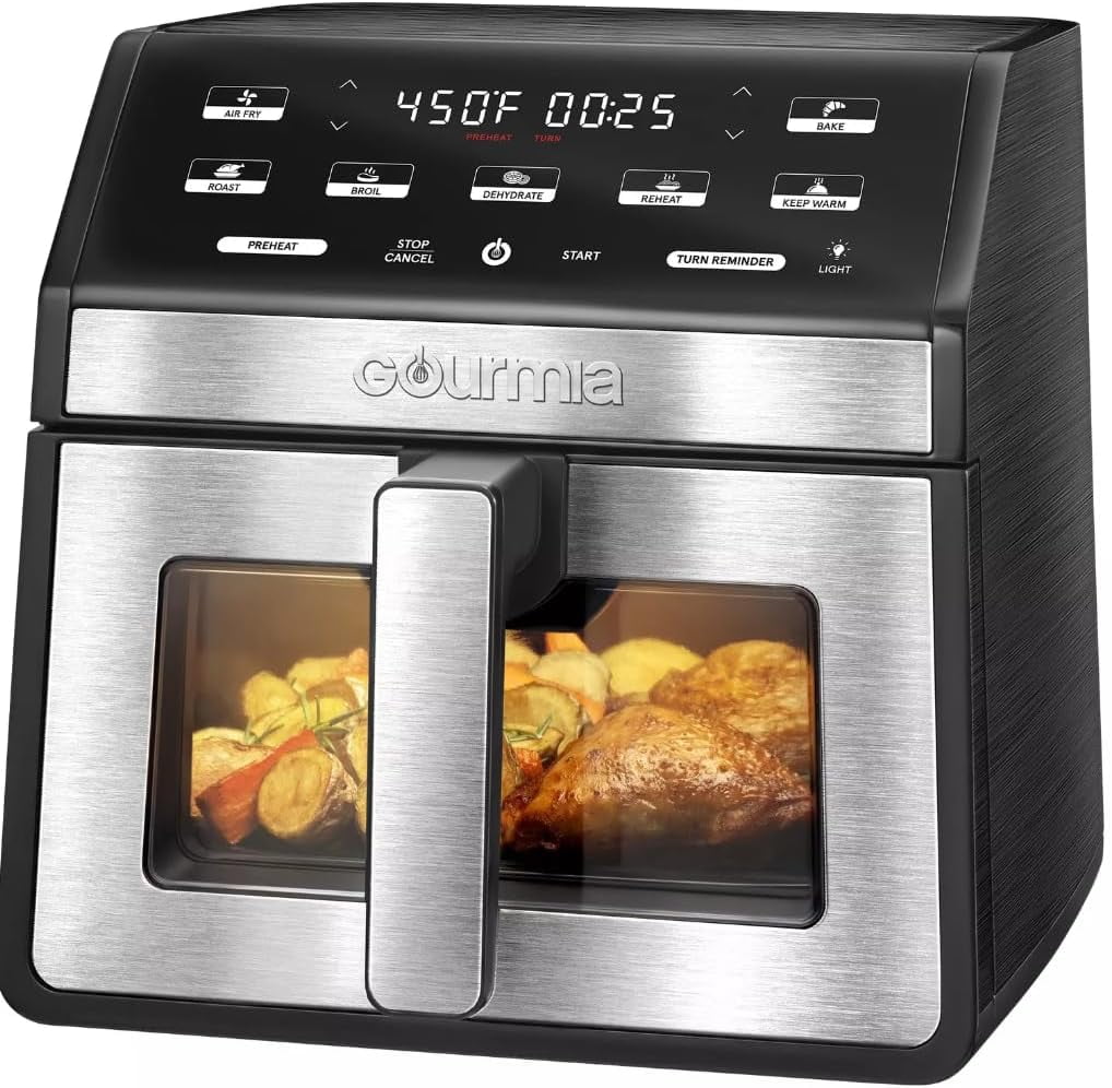 Gourmiaa Digital Air Fryer with Window and Light, 8-Quart, Black
