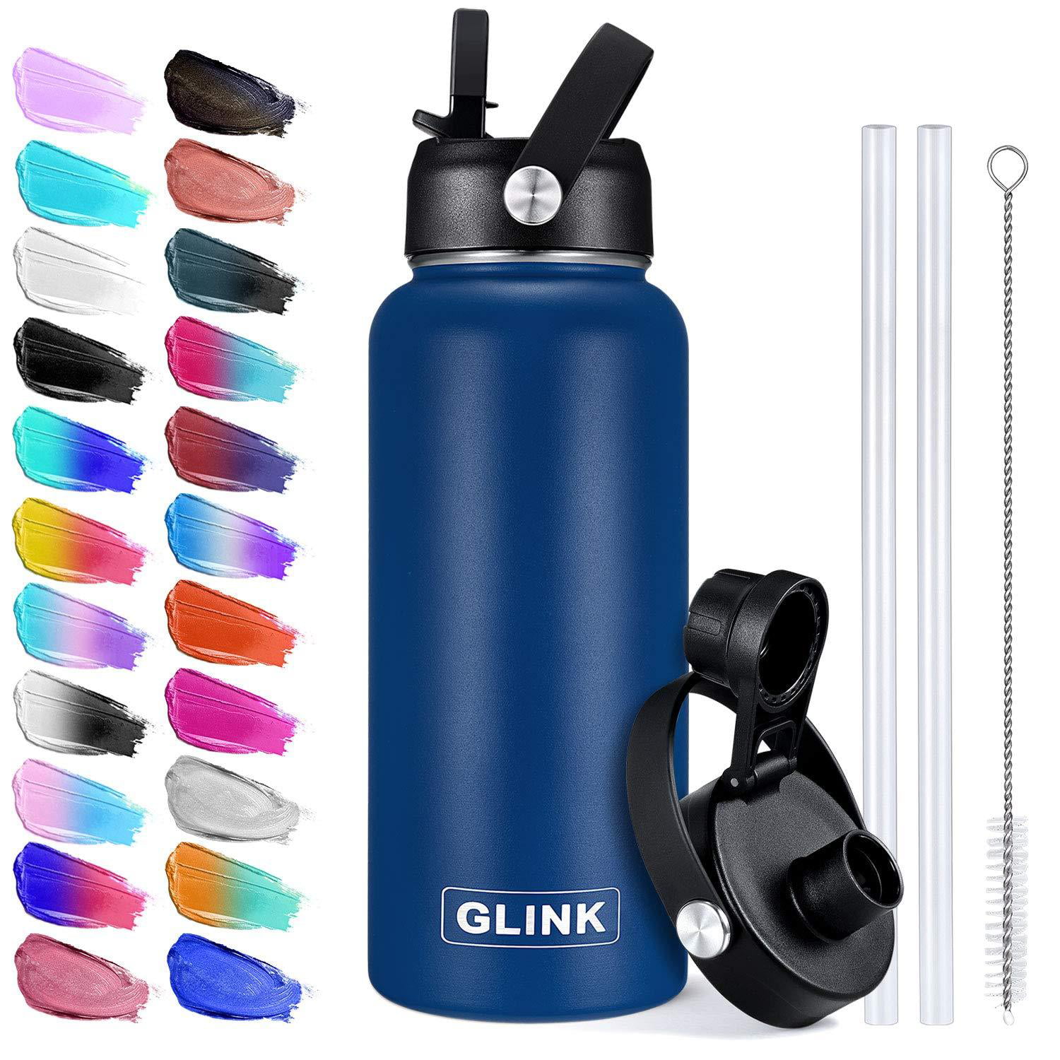32-40 Oz Wide Mouth Double Wall V Details about   Glink Stainless Steel Water Bottle With Straw 