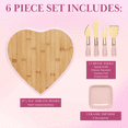 thumbnail image 3 of Charcuterie Board and Serving Set, Bamboo Serving Board, Ceramic Dish, Cheese Utensils with Titanium Coated Blades, 6-Piece Set, Pink, 3 of 6
