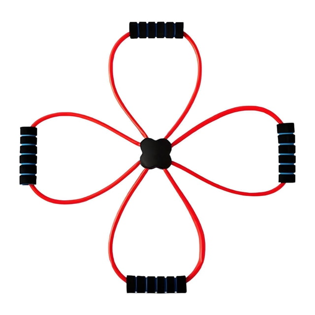 Banda elástica multifuncional para ejercicios de resistencia con asas ergonómicas para brazos y espalda. Rojo