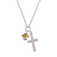 thumbnail image 2 of Delight Jewelry Goldtone Tan Center with Clear Crystals Spinner I Have Plans for You Engraved Cross Zoey Necklace, 28", 2 of 4