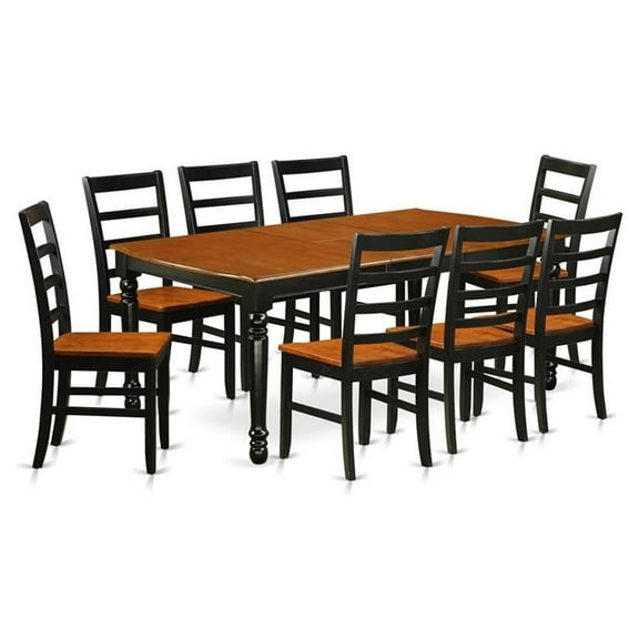 East West Furniture Dining Room Set Black & Cherry, DOPF9-BCH-W