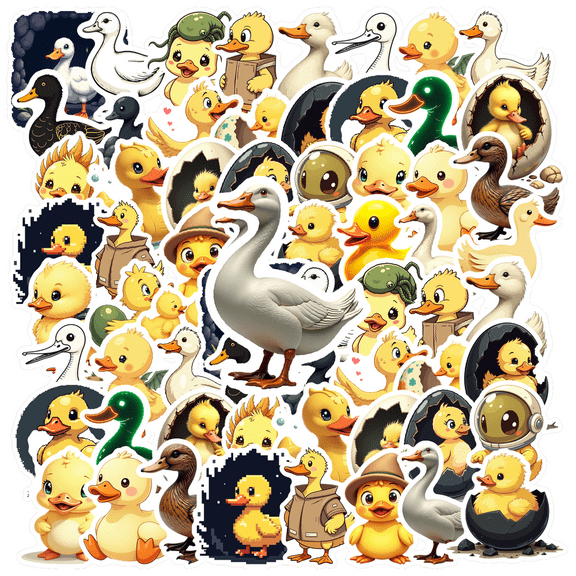 cartoon Duck Stickers, Waterproof Duck Sticker for Water Bottle Laptop Phone Cases Planner Skateboard Luggage Helmet Party Favor Decor, Ideal for Adults Teens Teacher Rewards