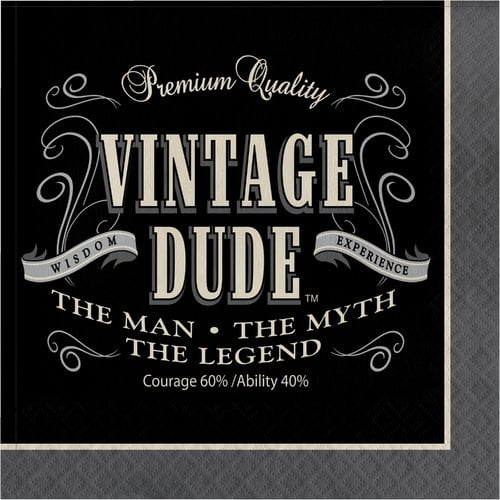 Vintage Dude Paper Lunch Napkins 48 Count for 24 Guests