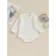 thumbnail image 2 of Arvbitana Infant Baby Solid Color Romper Casual Long Sleeve Ribbed Jumpsuit Newborn Oneise Bodysuits Loose Fit Clothes for Boys Girls, 2 of 7
