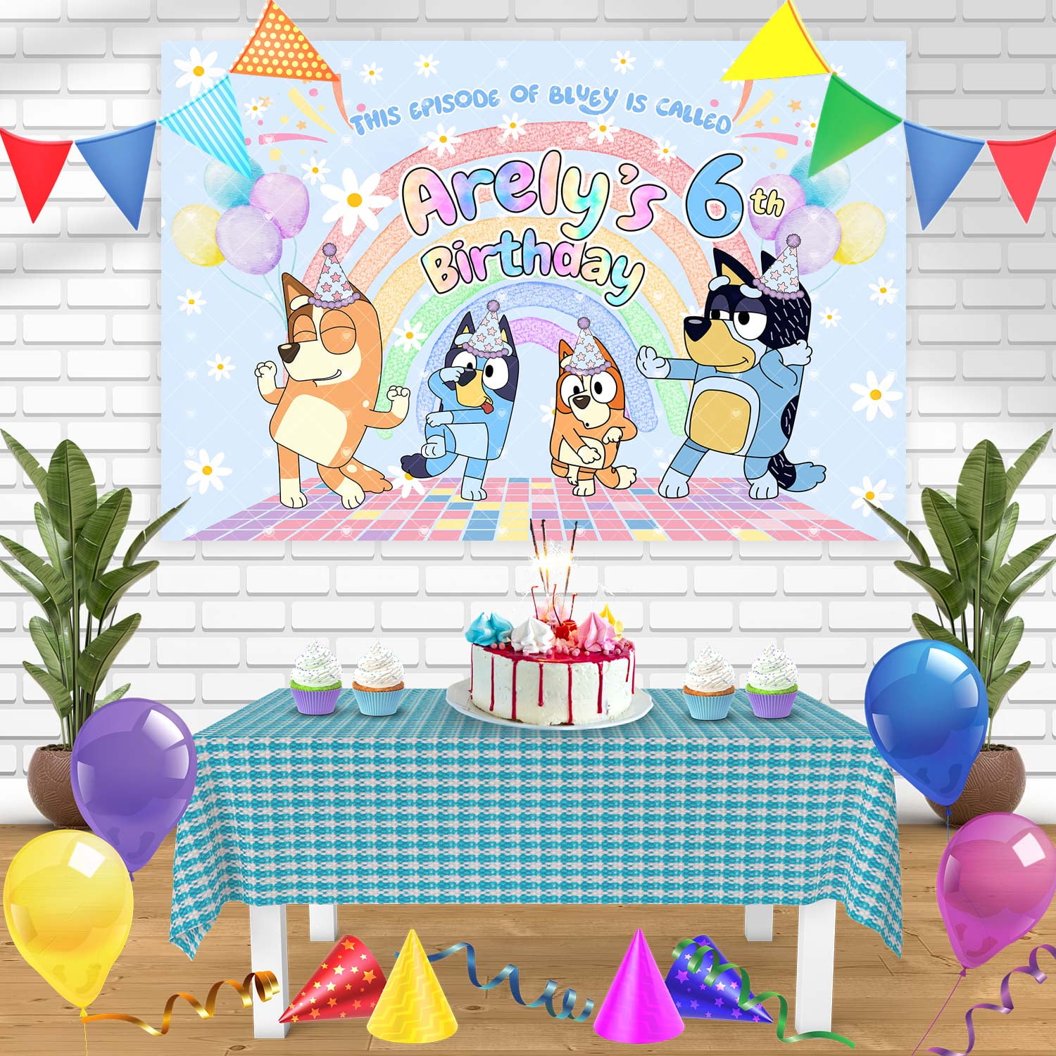 Blue Dog Birthday Party Backdrop Decorations - Balloon Banner Photo Background For Kids Theme Party - View #2