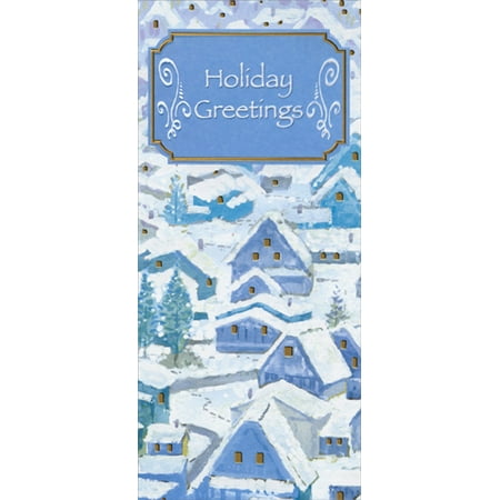 Designer Greetings Blue Houses with Snow Covered Rooftops Christmas Gift Card / Money