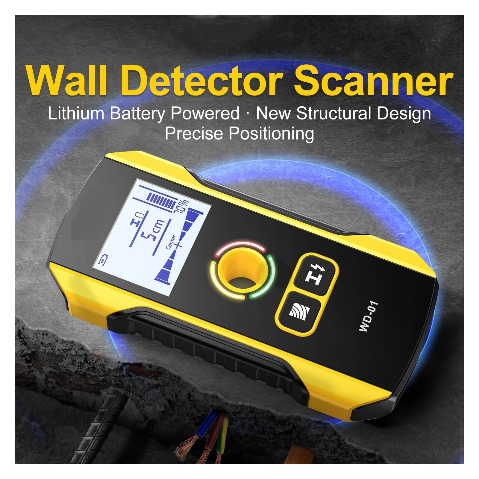 Metal Detector Wall Scanner With Newly Designed Positioning Hole For AC Live Cable Wires Metal Wood Stud Find ,Accurate and Quick
