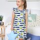 thumbnail image 4 of Fotbe Daisy Striped Nautical Vestido de Dormir para Niñas de 3 a 10 Años, Mangas Cortas, Estilo Princesa, Pijama Camisón con Mangas Voladas-XX-Large, 4 of 6