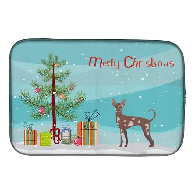 Carolines Treasures CK3473DDM Mexican Hairless Dog Christmas Tree Dish Drying Mat
