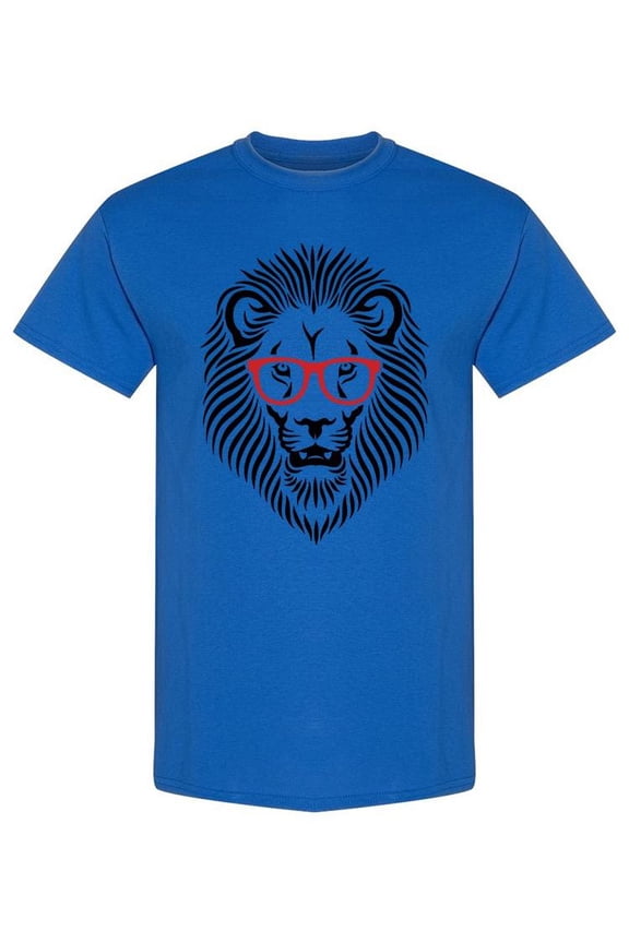 Lion Wearing Red Eyeglasses T-Shirt Men -Image by Shutterstock, Male x-Large