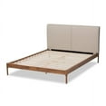 thumbnail image 4 of Baxton Studio Aveneil Mid-Century Modern Beige Fabric Upholstered Walnut Finished Full Size Platform Bed, 4 of 6