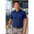 thumbnail image 4 of HISDERN Men's Blue Short Sleeve Dress Shirt Breathable Smooth Drape Stretch Button Up Shirt Office Work, 4 of 11