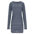 thumbnail image 4 of LEKWK Sweater Dress for Women Knit Long Sleeve V Neck Bodycon Dress Mini Dress Warm Ribbed Knit Dress Slim Fit Spring Dresses Club Night out Wear, 4 of 6