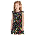 thumbnail image 1 of Fotbe Colorful Geometric Figures Vestido de Dormir para Niñas de 3 a 10 Años, Mangas Cortas, Estilo Princesa, Pijama Camisón con Mangas Voladas-X-Large, 1 of 6