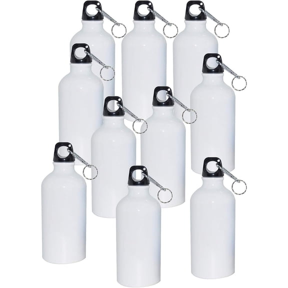 10pcs Blank Coated Sublimation 600ml Aluminium Water Bottle-White Sublimation Transfer