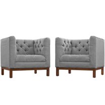 Modway Panache Living Room Set Upholstered Fabric Set of 2 in Expectation Gray