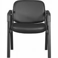 thumbnail image 7 of Lorell LLR84594 Deluxe Leather 4-Leg Guest Chair with Armrest Leather & Plywood Back - Black, 7 of 7