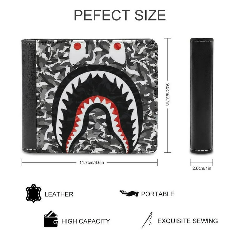 BAPE Camo Shark Leather Wallet Slim Card Wallet Bifold RFID BAPE Camo Shark Leather Wallet Slim Card Wallet Bifold RFID