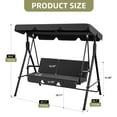 thumbnail image 2 of Heywoo Patio Swings Outdoor, 3-Seat Glider Porch Bench with Removable Cushion and Adjustable Shade, Swing Chairs for Garden, Poolside&Backyard, Black, 2 of 8