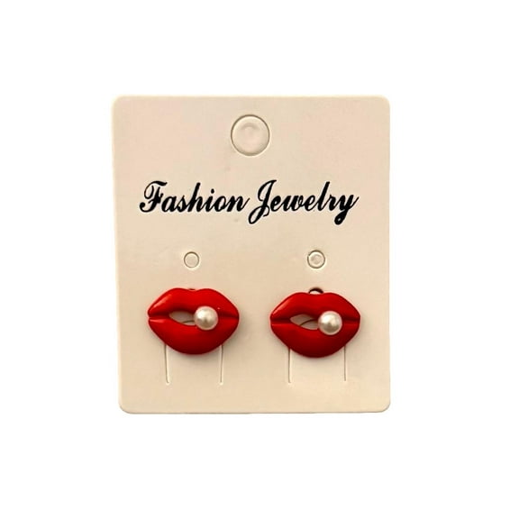 Red Lips Novelty Earrings Enamel Finish 1 Pair Stud Earrings