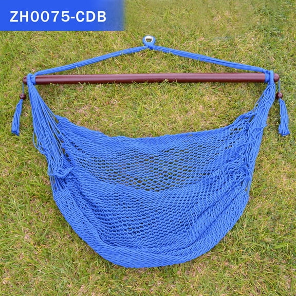 SUNRISEUMBRELLA Hanging Caribbean Polyester Hammock Chair 48 Inch (Dark Blue)