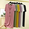 thumbnail image 4 of ZyeKqe Womens Nightgown Short Sleeve Bow Casual V Neck Pajamas Lightweight Loose Soft Comfy Loungewear Sleep Shirts, 4 of 5