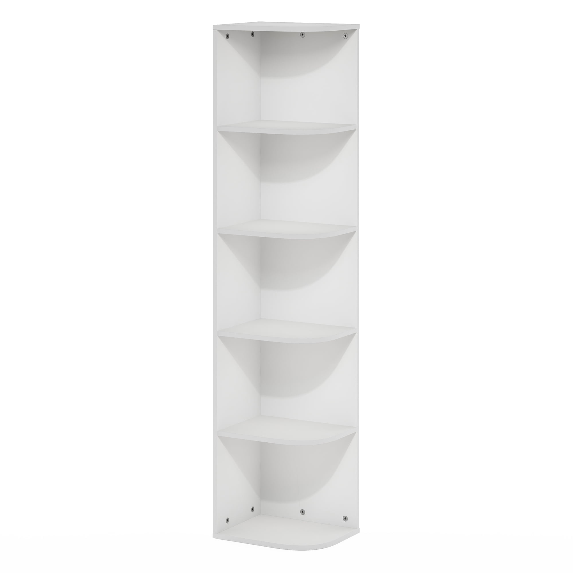 Furinno Pasir 5-Tier Adult 5-Shelves Corner Bookcase, White
