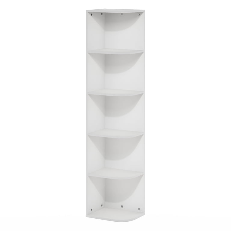 Furinno, Corner Open Shelf Bookcase, 5-Tier, White - Walmart.com