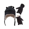 thumbnail image 5 of N'Ice Caps Toddler Boys Baby Fleece Hat Mitten Winter Set with Ears - Kids Sherpa Lined Black, 5 of 11