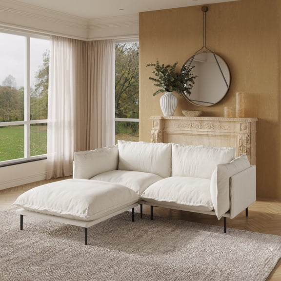75" Modular Sectional Sofa,Oversized L Shaped Couches with Ottoman,3-Seater Deep Seat Sofa,Beige