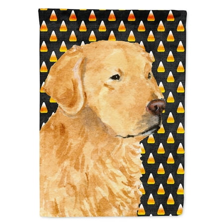 golden retriever candy corn halloween portrait flag canvas house size