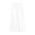 thumbnail image 4 of JIAYUE Women's Pants Solid Color Calf Length Loose High Waist Pocket Comfortable Everyday Wear Stylish Bottoms For Women, 4 of 6