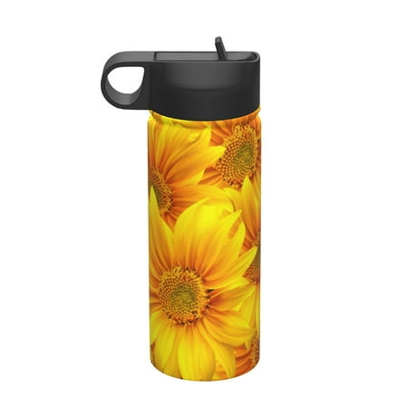 

Daiia 3D Sunflowers Printed 18oz Sports Insulated Kettle With Straw Water Bottle For Running Hiking Cycling Climbing Mens Woman S Sports Water Bottle