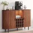 thumbnail image 4 of ROGALIS 55" Wine Bar Cabinet with LED Light,Modern Liquor Whiskey Coffee Station with Wine Rack and Glass Holder, Farmhouse Large Buffet Sideboard for Dining Room, Living Room, Kitchen,  Walnut, 4 of 9