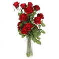 thumbnail image 4 of Nearly Natural Red Roses with Cylinder Vase Silk Flower Arrangement, 4 of 6