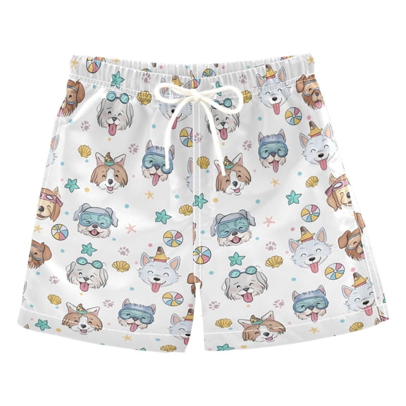 joogoo Boy Swim Trunks Hand Drawn Cute Dog Bathing Beach Board Shorts M