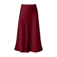 thumbnail image 4 of Bibifish Womens Skirts Elegant Satin Midi Skirts Solid Color Elastic Waist Elegant Flared Skirts Trendy Ladies Flowy Midi Skirts, 4 of 5